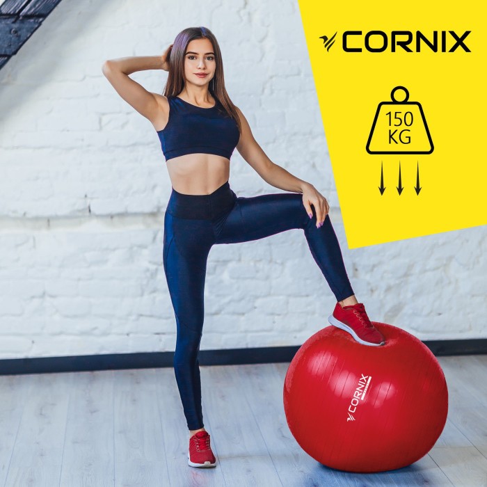 М'яч для фітнесу (фітбол) Cornix 65 см Anti-Burst XR-0019 Red
