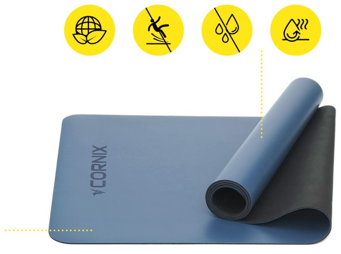 Коврики спортивные Cornix PU 183 x 68 x 0.4 см для йоги и фитнеса XR-0319 Blue