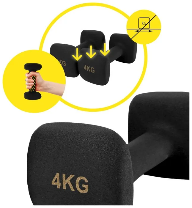 Гантелі вінілові Cornix Square 2 x 4 кг XR-0409 Black