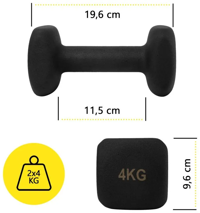Гантелі вінілові Cornix Square 2 x 4 кг XR-0409 Black