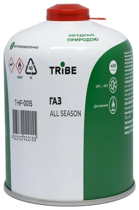 Картридж газовий Tribe різьбовий 450 г T-HF-0015