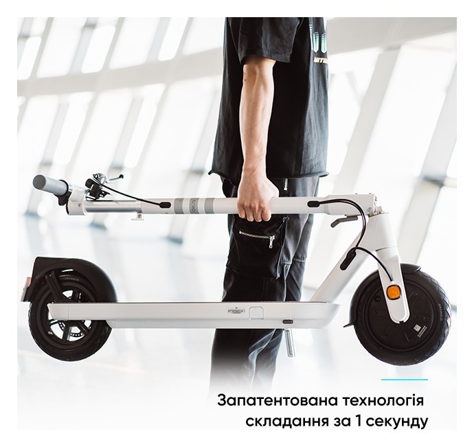 Електросамокат OKAI ES10-NEON Lite White 9", 300(600)W, 7.8Ah, 30km, 25km\h, 20%, NFC, App, 15kg