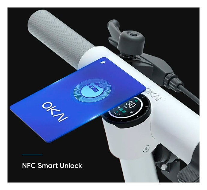 Електросамокат OKAI ES10-NEON Lite White 9", 300(600)W, 7.8Ah, 30km, 25km\h, 20%, NFC, App, 15kg