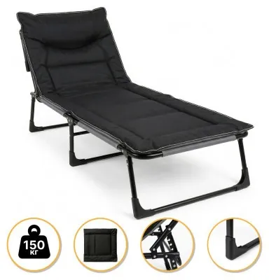 Розкладне ліжко (розкладачка) з вбудованим матрацом LEOBRO Black (LB-FB-S1-BLK)