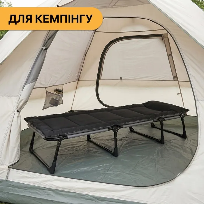 Розкладне ліжко (розкладачка) з вбудованим матрацом LEOBRO Black (LB-FB-S1-BLK)
