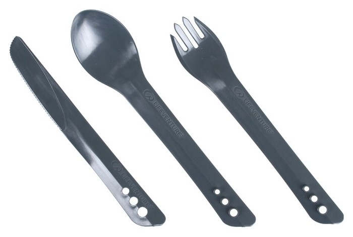 Вилка, ложка, ніж Lifeventure Ellipse Cutlery graphite, укр, укр