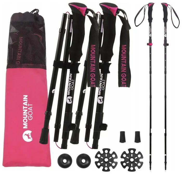 Трекинговые палки Mountain Goat Pro+ 43-130 см Black/Pink (P-5905973404662)