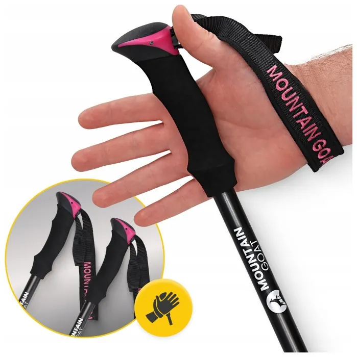 Трекинговые палки Mountain Goat Pro+ 43-130 см Black/Pink (P-5905973404662)