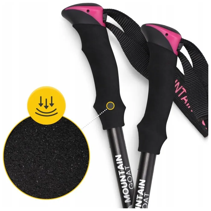 Трекинговые палки Mountain Goat Pro+ 43-130 см Black/Pink (P-5905973404662)