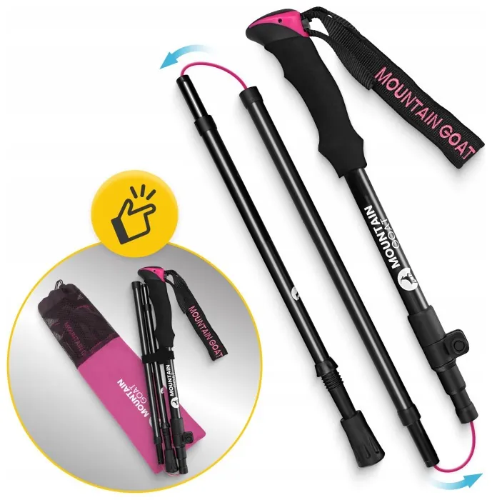 Трекинговые палки Mountain Goat Pro+ 43-130 см Black/Pink (P-5905973404662)