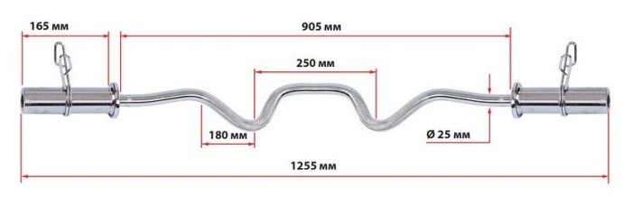 Гриф EZ для штанги хромований 50 мм