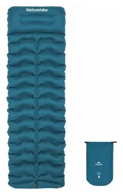 Матрац туристичний надувний одномісний Naturehike CNK2550WS019, 200x60x9.5 см, синій, прямокутний із мішком для надування
