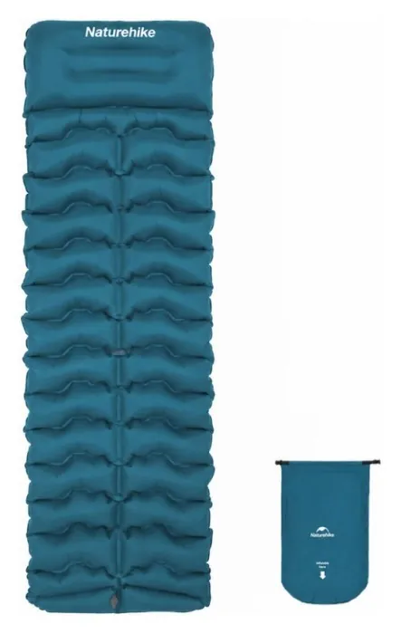 Матрац туристичний надувний одномісний Naturehike CNK2550WS019, 200x60x9.5 см, синій, прямокутний із мішком для надування