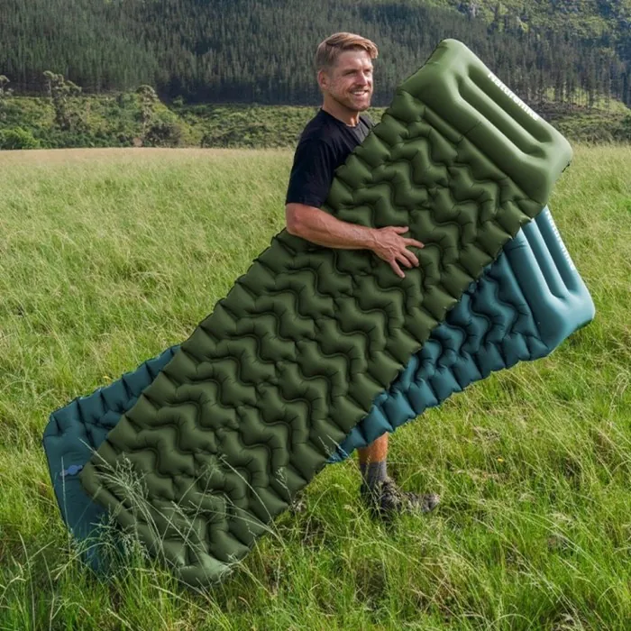 Матрац туристичний надувний одномісний Naturehike CNK2550WS019, 200x60x9.5 см, синій, прямокутний із мішком для надування