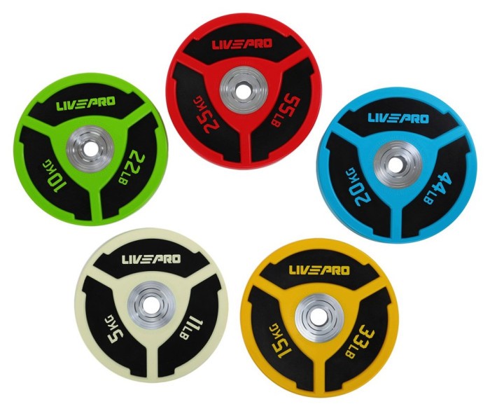 Диски бамперные олимпийские LiveUp LP8027 51 мм 5-10-15-20-25 кг