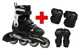 Комплект роликові ковзани Rollerblade Microblade Black White + захист