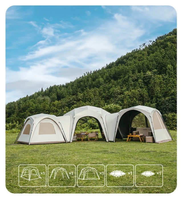 Тент для кемпінгу Naturehike CNK230WS014, 4.6 м * 4,0 м, бежевий