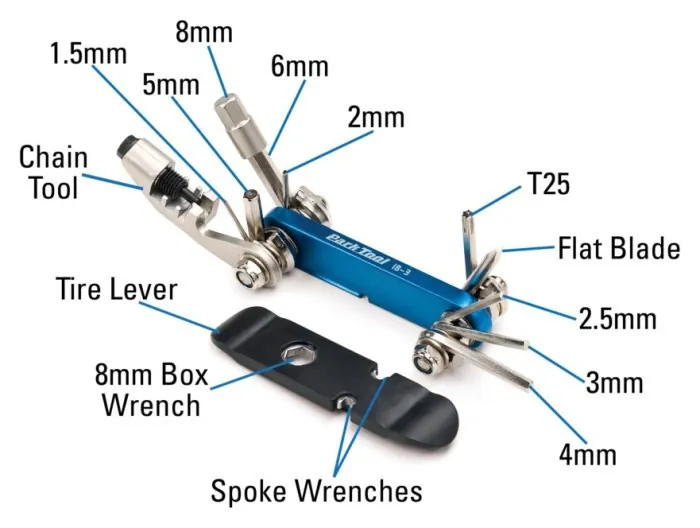 Мультитул Park Tool IB-3 I-Beam 1.5/2/2.5/3/4/5/6/8, Т25, викрутка, вичавки ланцюга, борт. лопатка