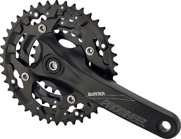 Шатуни квадрат PROWHEEL 170мм, 42.32.22T MTB, алюмінієві, чорні BURNER-301P-N, укр
