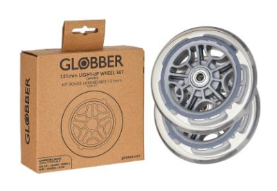 Набір коліс до самокатів GLOBBER серії GOUP/PRIMO/ELITE/MASTER ø121мм  світиться білим