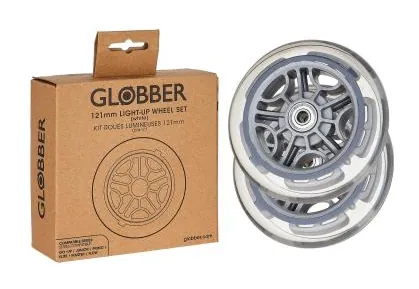 Набір коліс до самокатів GLOBBER серії GOUP/PRIMO/ELITE/MASTER ø121мм  світиться білим (DWT_538-003)