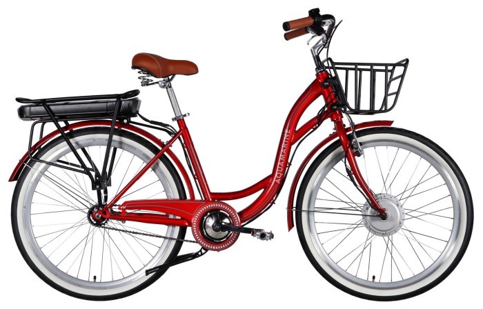 Велосипед с электроприводом 26" ST Dorozhnik eAQUAMARINE BH рама-17" 36B 13А*ч 500Вт бордовый YS 2476 с корзиной 2026