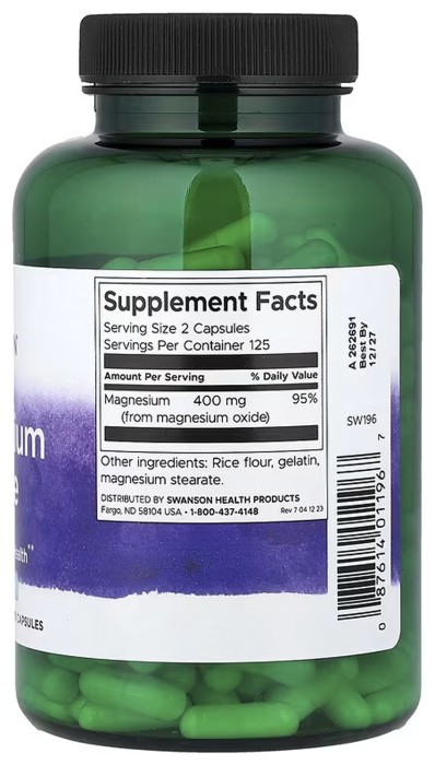 Magnesium Oxide 200 mg - 250 caps