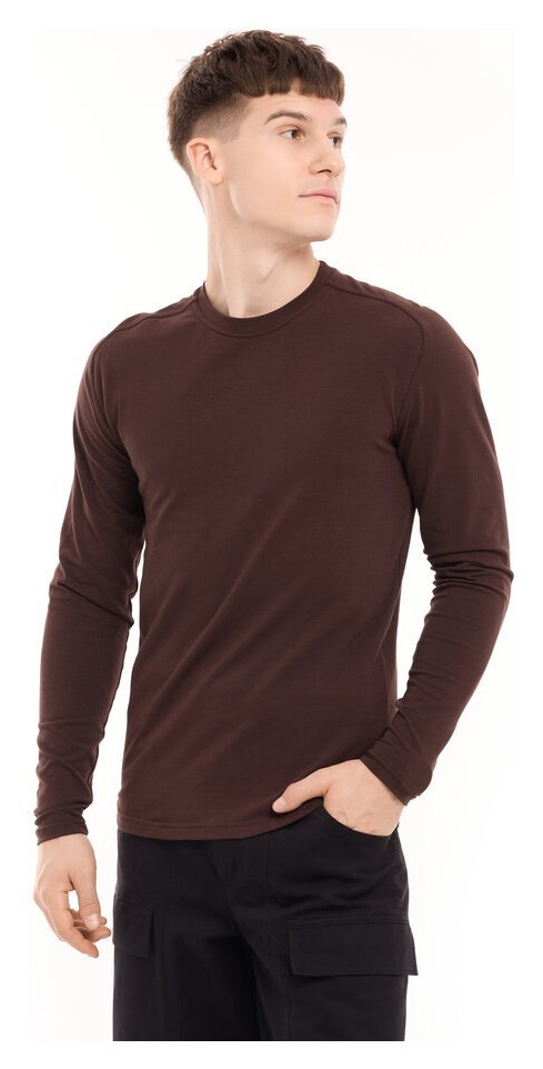 Шоколадный мужской лонгсов Pobedov Dune. Черная мужская кофта из кулира