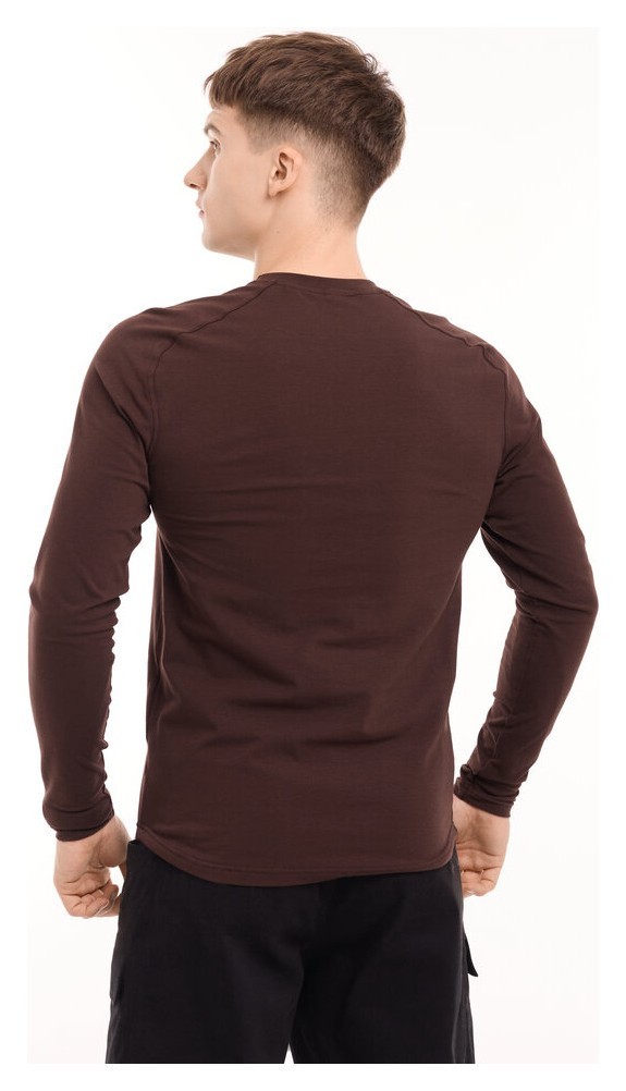 Шоколадный мужской лонгсов Pobedov Dune. Черная мужская кофта из кулира