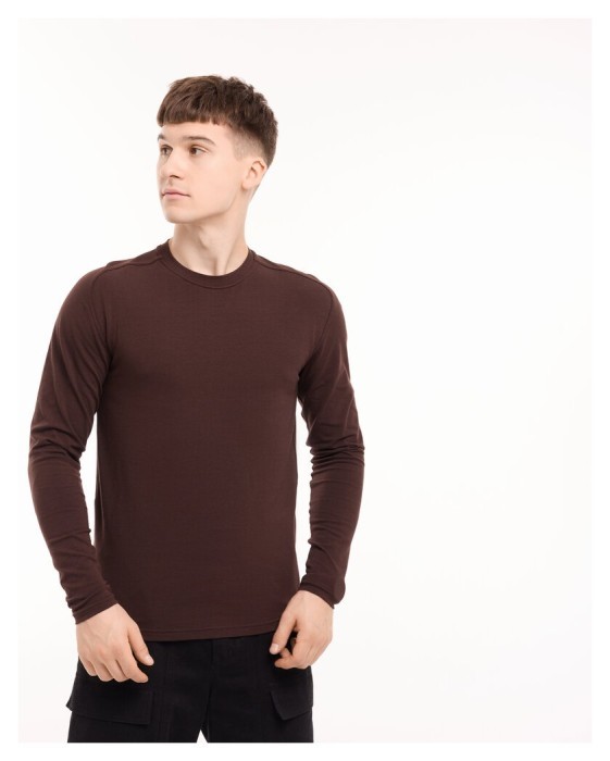 Шоколадний чоловічий лонгсів Pobedov Dune. Чорна чоловіча кофта з куліру, укр, укр