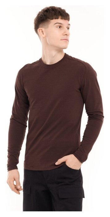 Шоколадний чоловічий лонгсів Pobedov Dune. Чорна чоловіча кофта з куліру, укр, укр