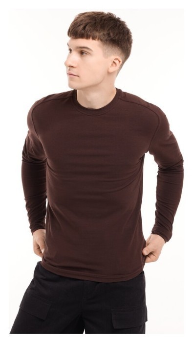 Шоколадний чоловічий лонгсів Pobedov Dune. Чорна чоловіча кофта з куліру, укр, укр