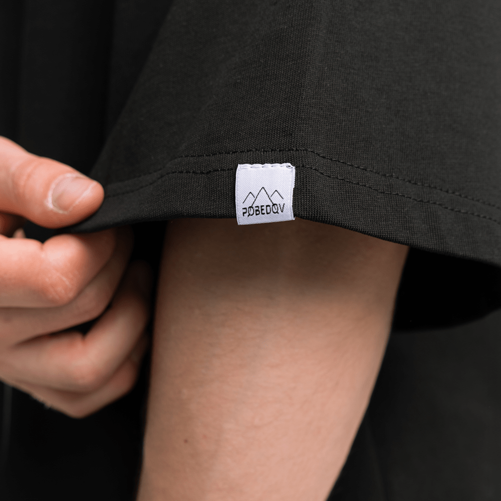 Базова чорна оверсайз футболка чоловіча весна літо однотон. Футболка оверсайз Pobedov Nude, укр, укр