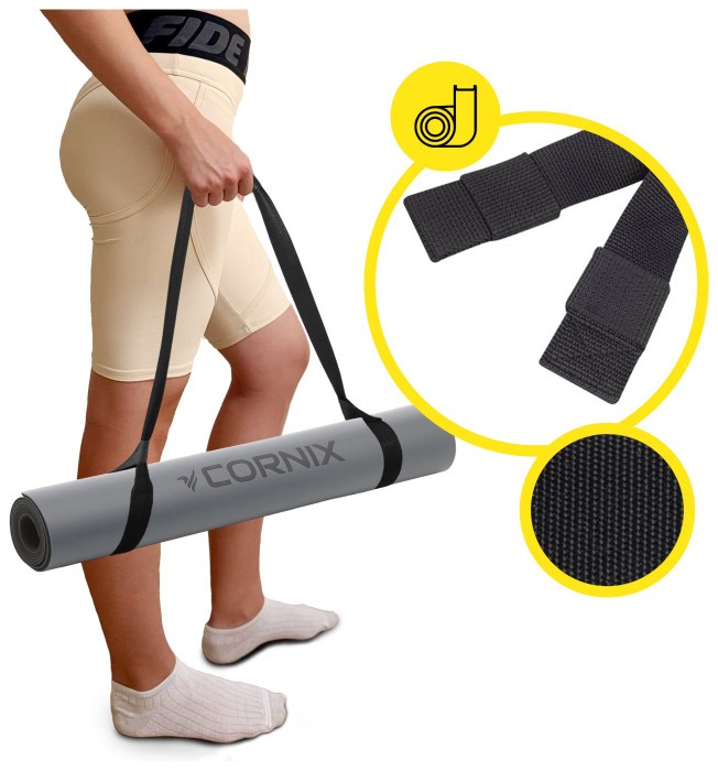 Коврики спортивные Cornix PU 183 x 68 x 0.4 см для йоги и фитнеса XR-0320 Grey