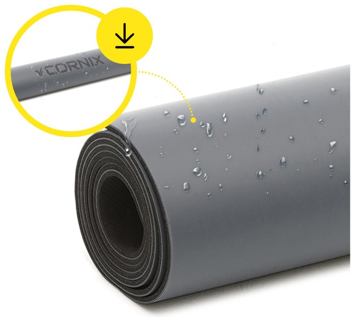 Коврики спортивные Cornix PU 183 x 68 x 0.4 см для йоги и фитнеса XR-0320 Grey