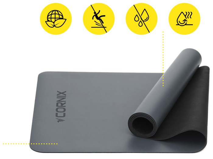 Коврики спортивные Cornix PU 183 x 68 x 0.4 см для йоги и фитнеса XR-0320 Grey