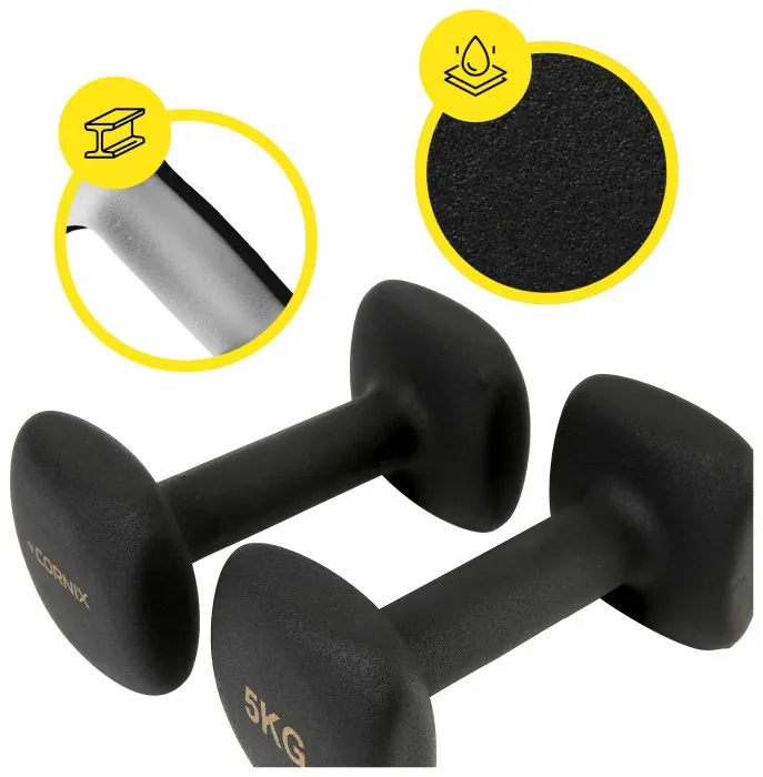 Гантелі вінілові Cornix Square 2 x 5 кг XR-0410 Black