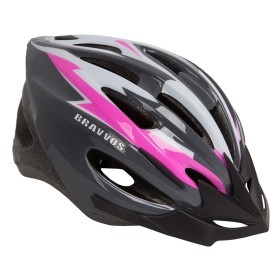 Шолом велосипедний HEL128 (чорно-біло-рожевий)