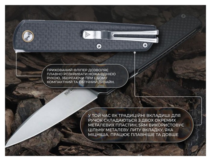 Нож складной SRM 408L-KB, черный