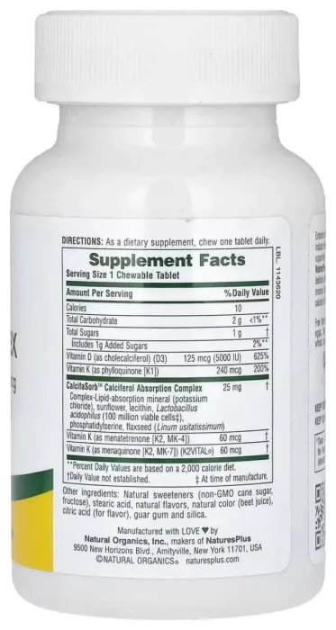 VIT D & K Complex 125mcg 5000 IU/ 240 mcg - 60 tabs