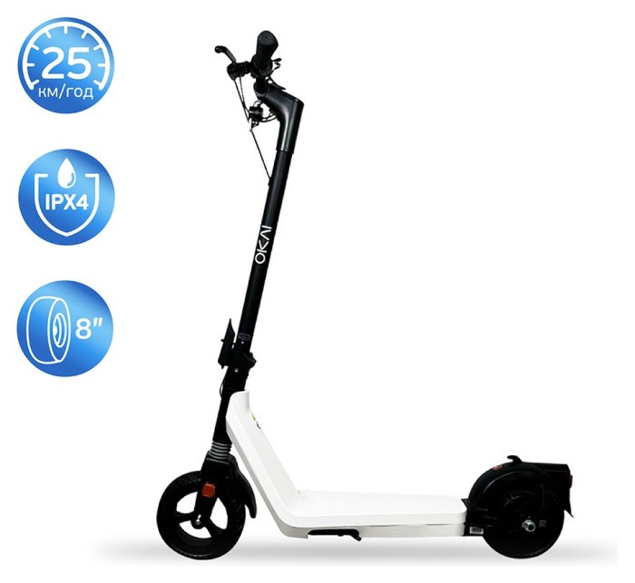 Електросамокат OKAI Zippy ES50С Black 8" 250W/500W, 5.2Ah, 20 km, 25 km/h, 10°, 13.5 kg