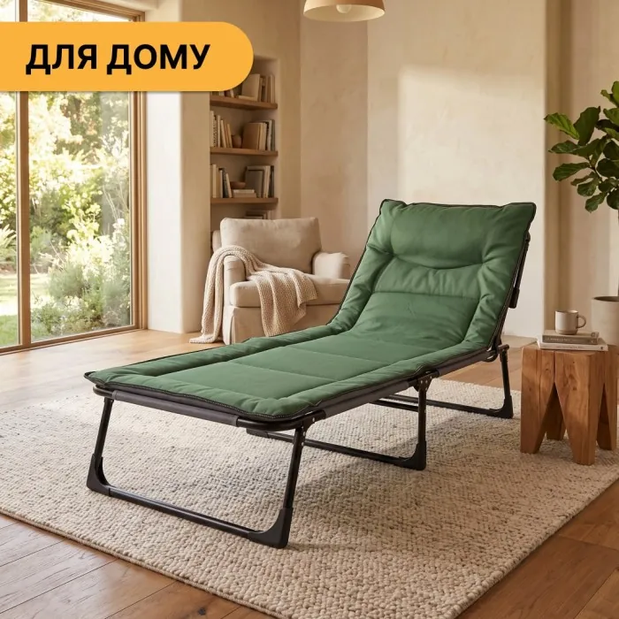 Розкладне ліжко (розкладачка) з вбудованим матрацом LEOBRO Green (LB-FB-S1-GRN)