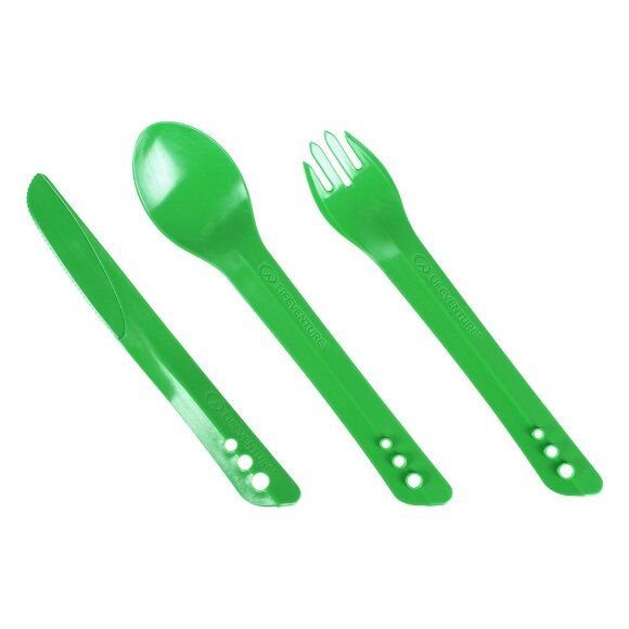 Вилка, ложка, ніж Lifeventure Ellipse Cutlery green