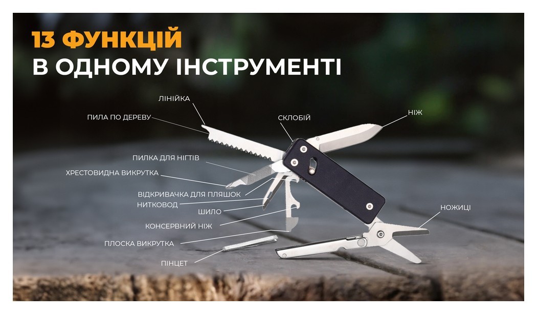 Міні мультитул Roxon KS2E, чорний, укр, укр