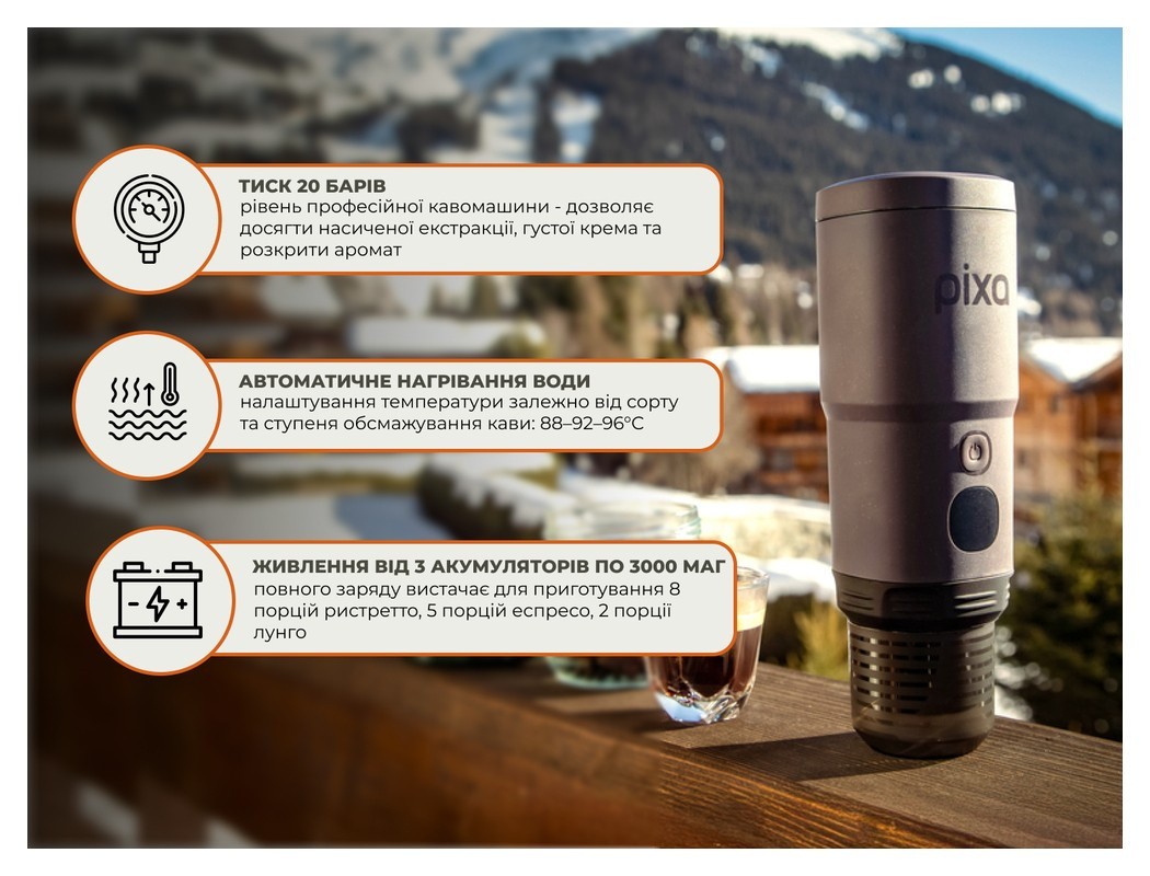 Портативная электрическая эспрессо кофеварка Wacaco Pixapresso для молотого кофе и капсул, темный бургунд