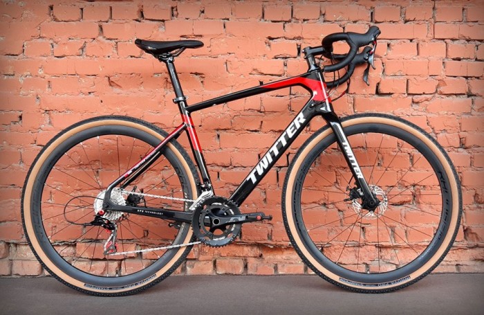 Велосипед карбоновий 28" Twitter Gravel RS-22S Carbon Black-Red