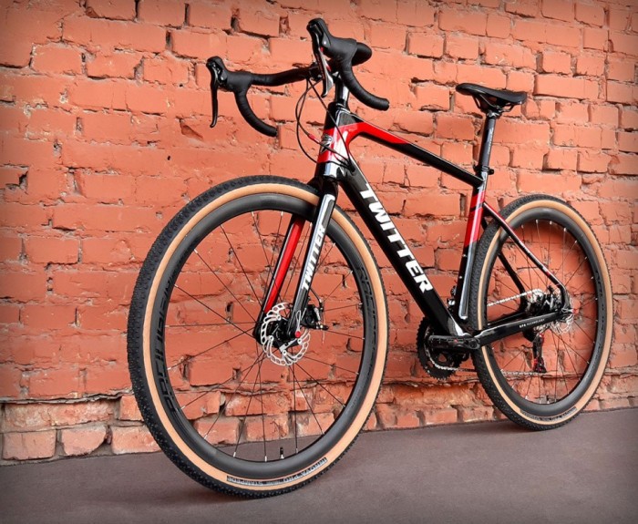 Велосипед карбоновий 28" Twitter Gravel RS-22S Carbon Black-Red