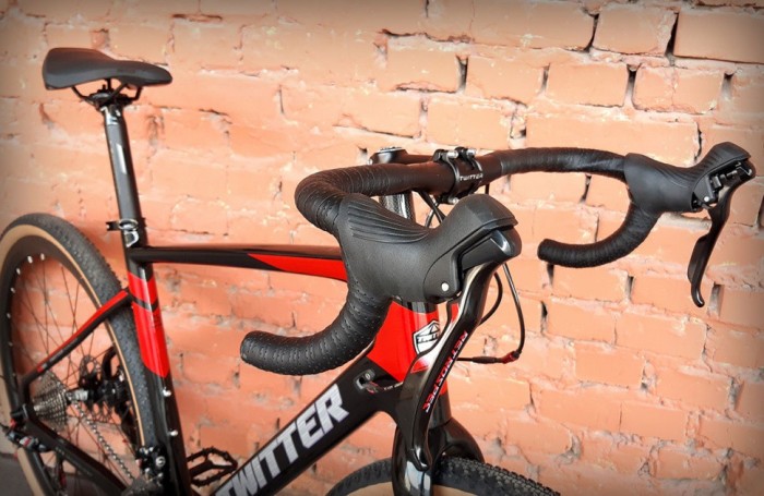 Велосипед карбоновий 28" Twitter Gravel RS-22S Carbon Black-Red