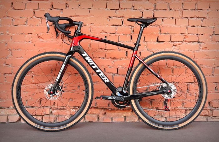 Велосипед карбоновий 28" Twitter Gravel RS-22S Carbon Black-Red