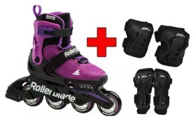 Комплект роликові ковзани Rollerblade Microblade Black Purple + захист